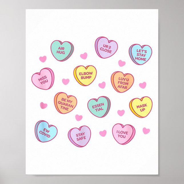 Funny Social Distance Valentine Candy Conversation Poster (Front)