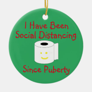 Funny Social Distancing Ceramic Tree Decoration