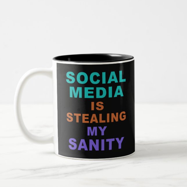 Funny “Social Media” custom monogram mugs (Left)