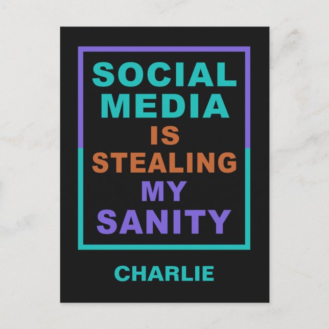 Funny “Social Media” custom name postcard (Front)