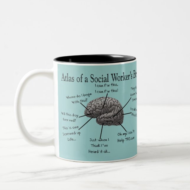 Funny Social Worker Gifts Two-Tone Coffee Mug (Left)