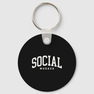Funny social worker retro school social worker key ring