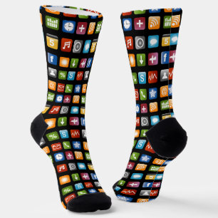 Funny socks with colourful smartphone apps print