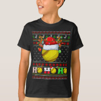 Funny Softball Ball Xmas Tree Lights Ugly Christma