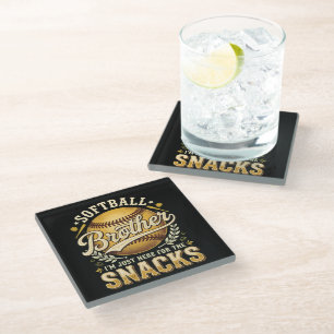 Funny Softball Brother Snacks Sports Glass Coaster