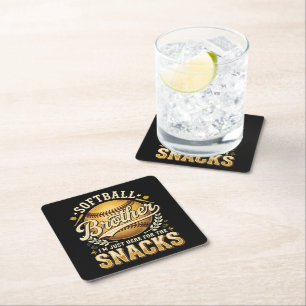 Funny Softball Brother Snacks Sports Square Paper Coaster
