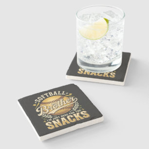Funny Softball Brother Snacks Sports Stone Coaster