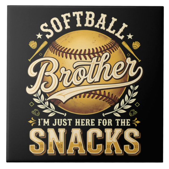 Funny Softball Brother Snacks Sports Tile (Front)