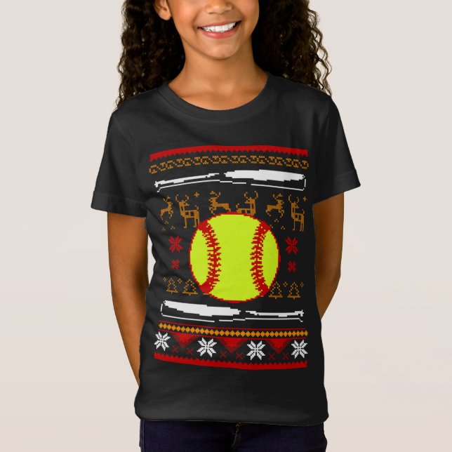 Funny Softball Christmas Gift T-Shirt (Front)