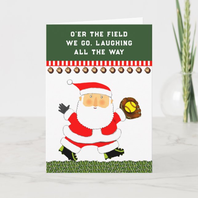 Funny Softball Christmas Holiday Card (Front)