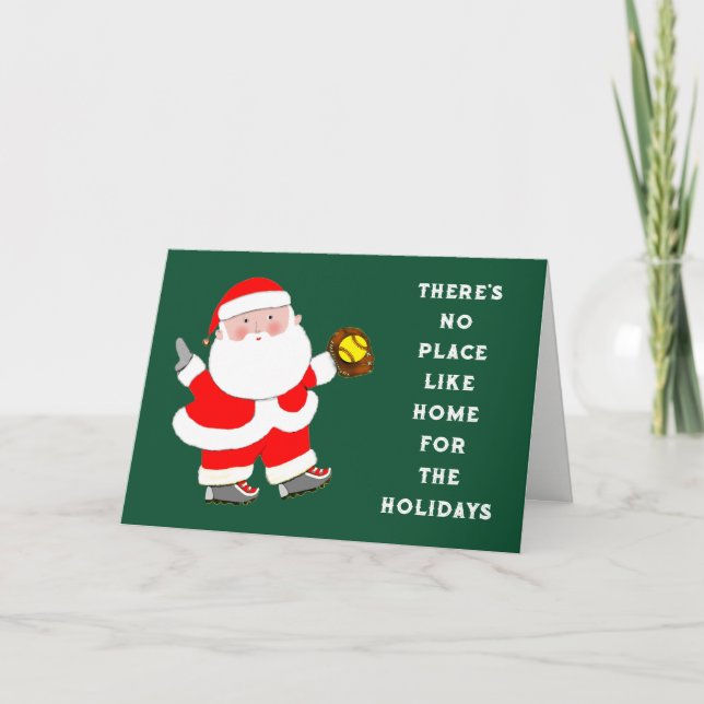 Funny Softball Holiday Christmas Cards (Front)