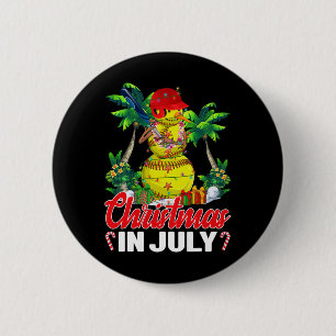 Funny Softball Santa Hat Hawaiian Christmas In Jul 6 Cm Round Badge