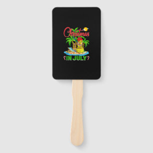 Funny Softball Santa Hat Hawaiian Christmas In Jul Hand Fan