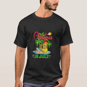 Funny Softball Santa Hat Hawaiian Christmas In Jul T-Shirt