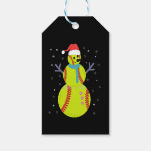 Funny Softball Snowman Christmas New Year Gift Tags