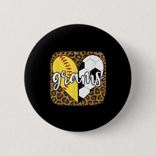 Funny Softball Soccer Grams Heart Leopard 6 Cm Round Badge