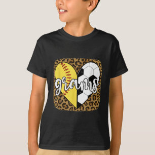 Funny Softball Soccer Grams Heart Leopard T-Shirt