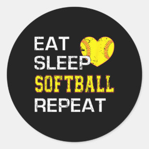 Funny Softll Eat Sleep Softll Repeat For Girls Sof Classic Round Sticker
