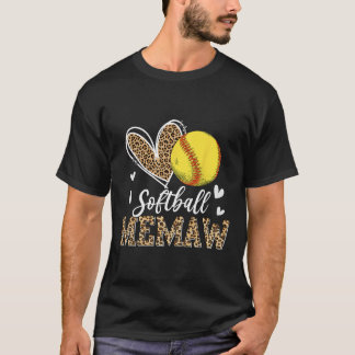 Funny Softll Memaw Leopard Memaw Softll Player  T-Shirt