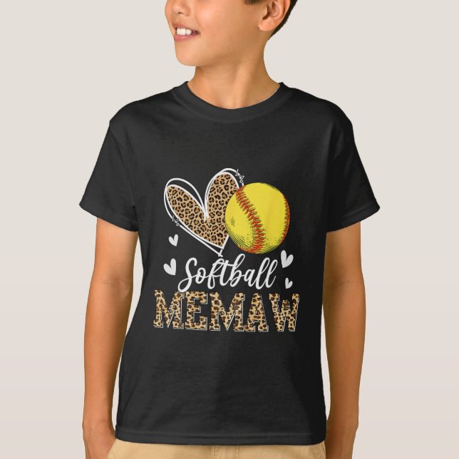 Funny Softll Memaw Leopard Memaw Softll Player  T-Shirt (Front)