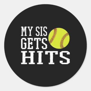 Funny Softll My Sis Gets Hits Brother And Sister S Classic Round Sticker