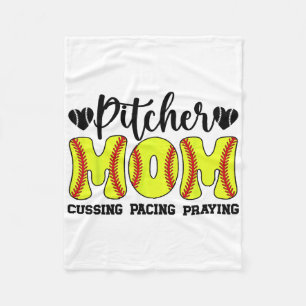 Funny Softll Pitcher Mom Of A Softll Pitcher Mama  Fleece Blanket