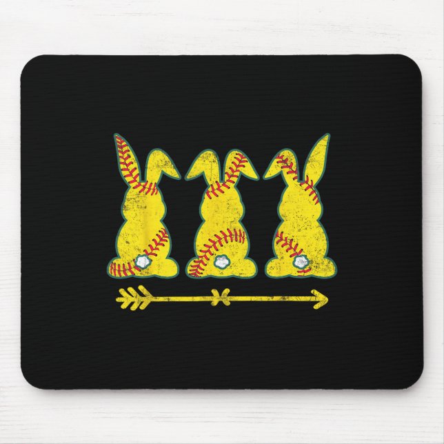 Funny Softll Sports Easter Bunny Rabbits Easter Da Mouse Pad (Front)
