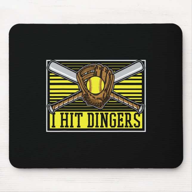 Funny Softll Tter Catcher Pitcher - I Hit Dingers  Mouse Pad (Front)