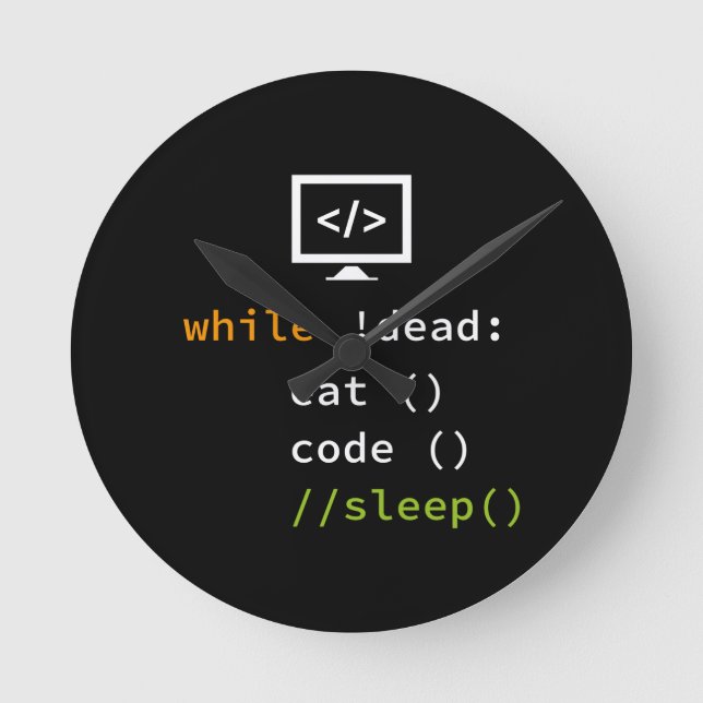 Funny Software Developer Programmer Gift Round Clock (Front)