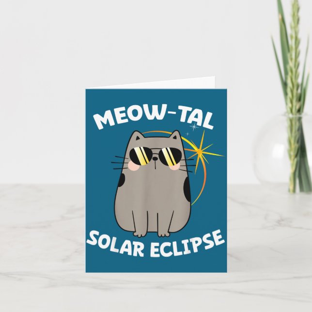 Funny Solar Eclipse Cat Meow Tal Card (Front)