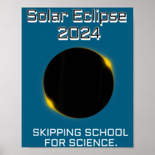 Funny Solar Eclipse Skipping School Science Poster