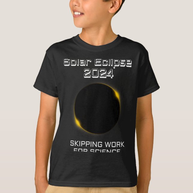Funny Solar Eclipse Skipping Work Science T-Shirt (Front)