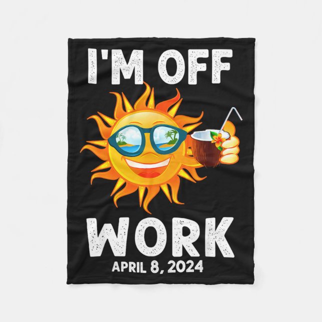 Funny Solar Eclipse Sun Off Work Fleece Blanket (Front)