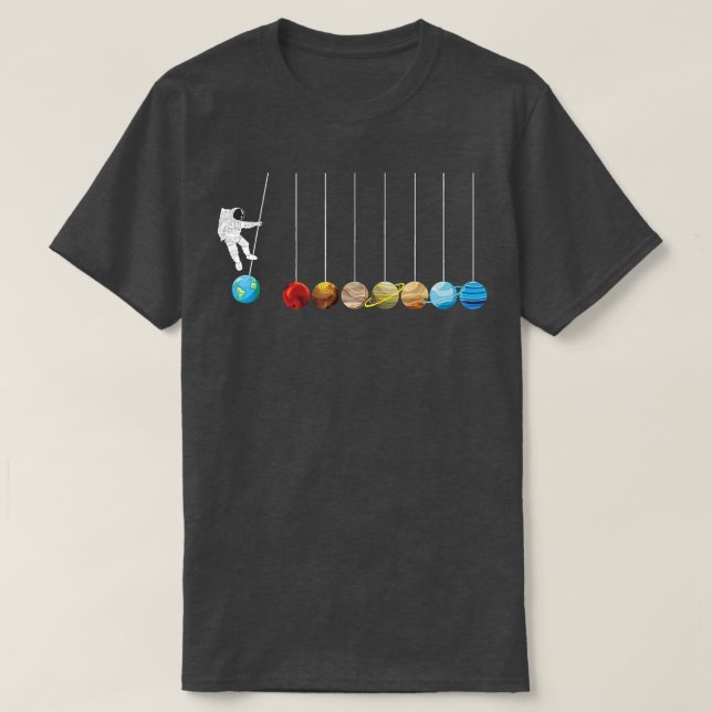Funny Solar System Graphic Astronaut Spaceman Plan T-Shirt (Design Front)