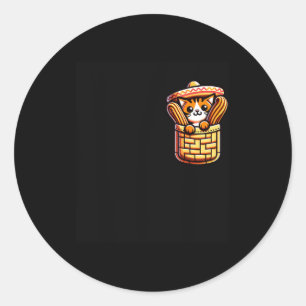 Funny Sombrero Cat Churros Pocket Cinco De Mayo Ki Classic Round Sticker