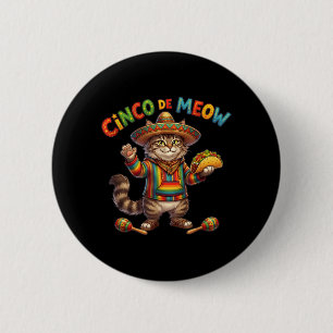 Funny Sombrero Cinco De Meow Kitten Fiesta Cute 6 Cm Round Badge