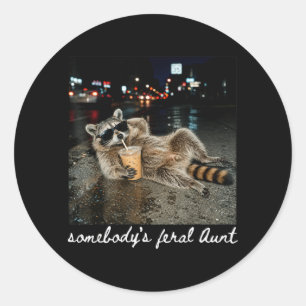 Funny Somebodys Fvibesl Aunt Racoon Coffee Classic Round Sticker
