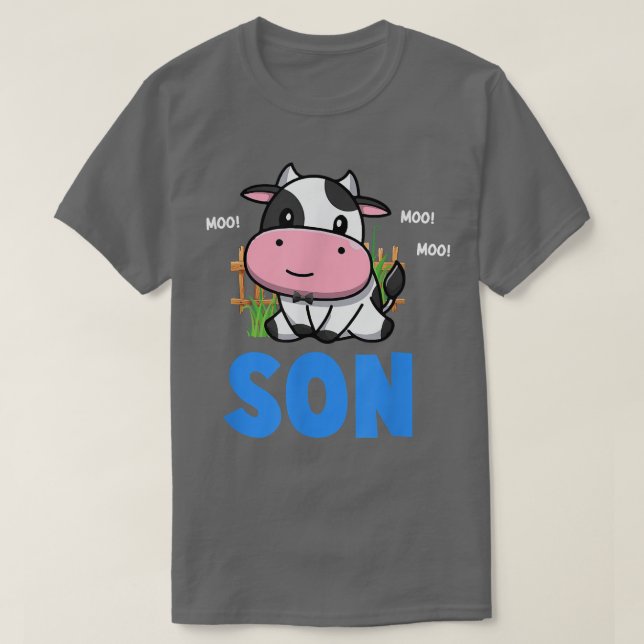 Funny Son Cow Cute Cow Farmer Birthday Matching Fa T-Shirt (Design Front)