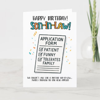 Funny Son-in-Law Card – In-Law Application Form