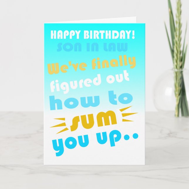 Funny son in law happy birthday wish card (Front)