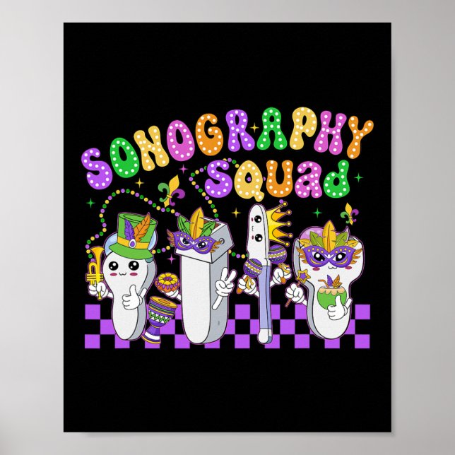 Funny Sonography Squad Mardi Gras Carnival Sonogra Poster (Front)