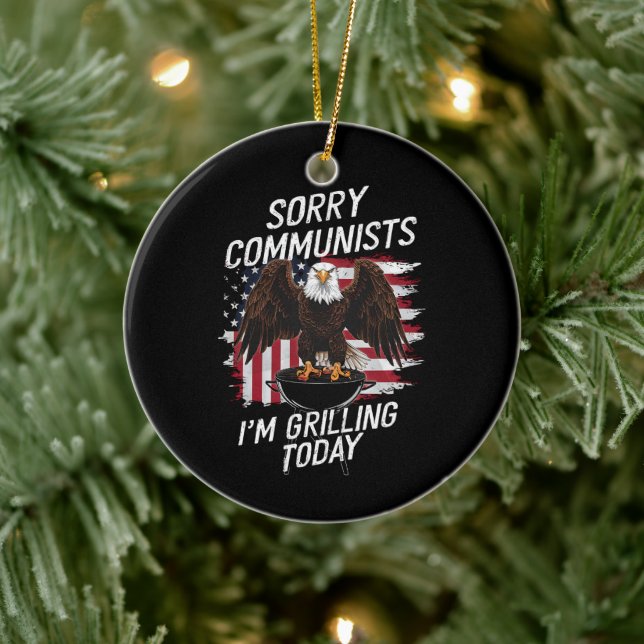 Funny Sorry Communists I'm Grilling Today  Ceramic Tree Decoration (Tree)