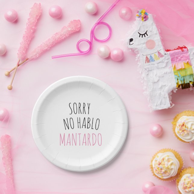 Funny Sorry NO Hablo Mantardo Paper Plate (Party)