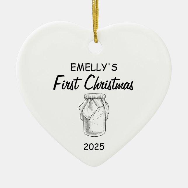 Funny Sourdough Name Christmas, Sourdough  Ceramic Tree Decoration (Front)
