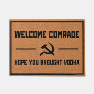 Funny Soviet USSR Cold War Humour Rustic Minimalis Doormat