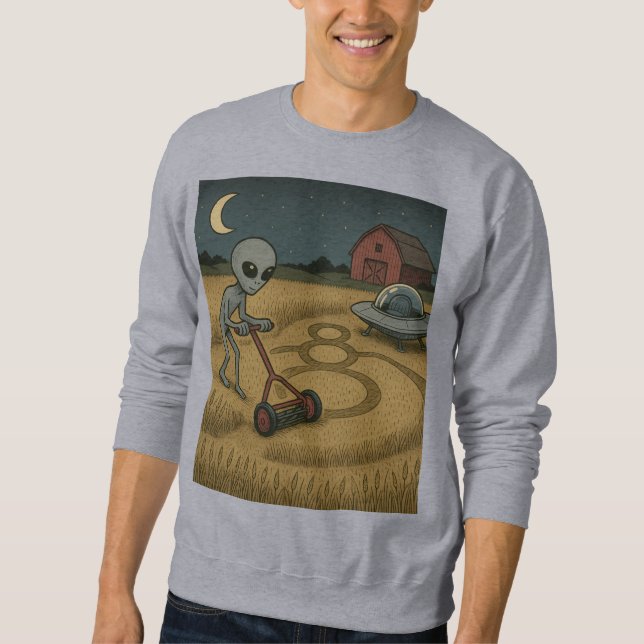Funny space alien ufo crop circle science fiction  sweatshirt (Front)