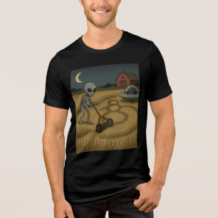 Funny space alien ufo crop circle science fiction Tri-Blend shirt