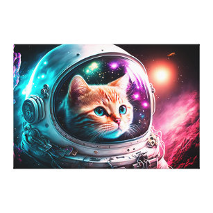 Funny Space Cat Astronaut Kitty Galaxy Universe Canvas Print