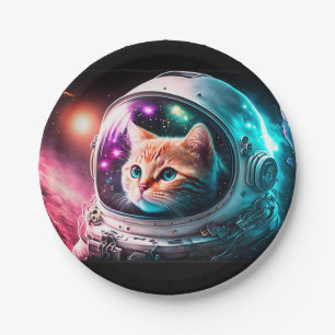 Funny Space Cat Astronaut Kitty Galaxy Universe Paper Plate