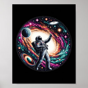 Funny Space Disc Golf Astronaut On Disc Golfer Poster